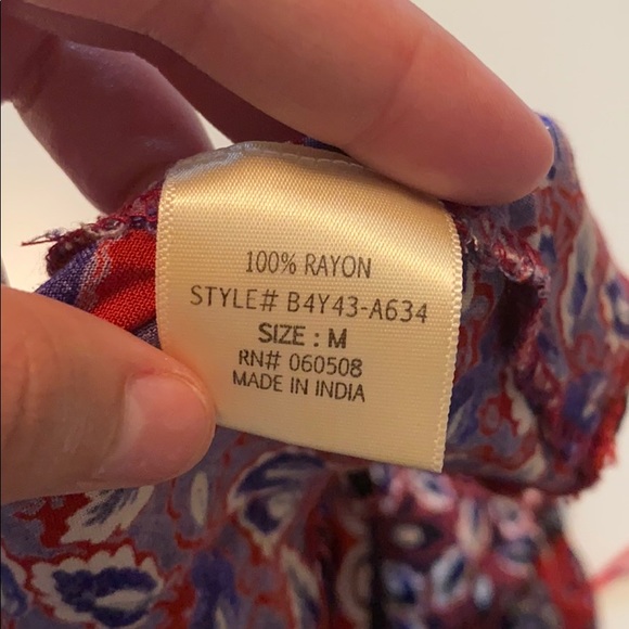 Red with white and blue floral pattern dress - Picture 9 of 10